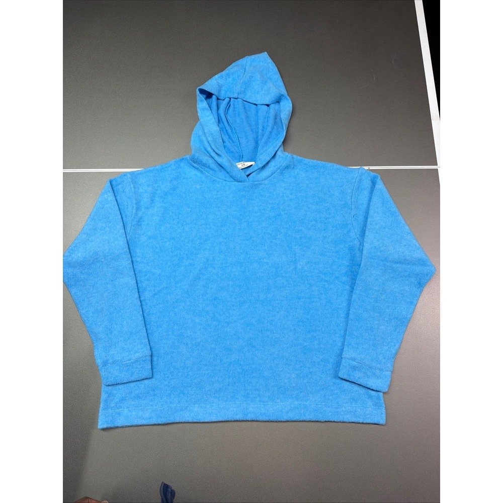 Zenana Hoodie Women's S/M Blue Soft Knit Relaxed Pullover Sweater Long Sleeve